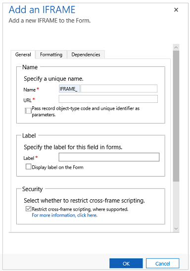 Add an iframe properties page.