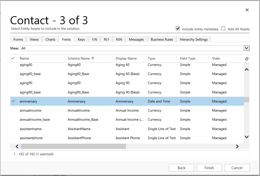 Select the Contact entity assets.