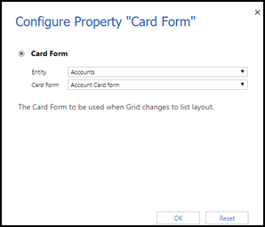 Card form properties.