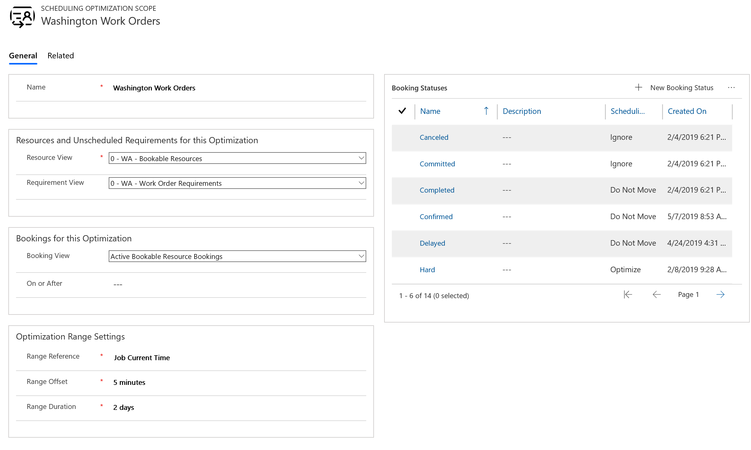 Screenshot of an optimization scope.