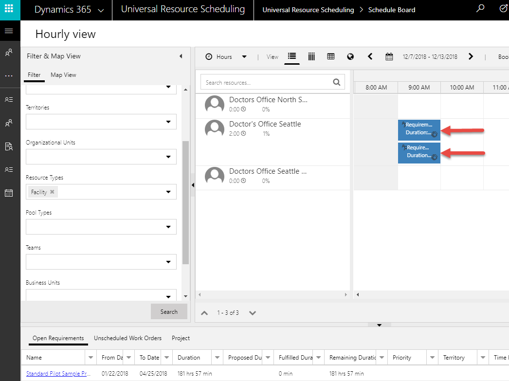 Screenshot of facility resource double booked for the same time slot due to increased capacity.