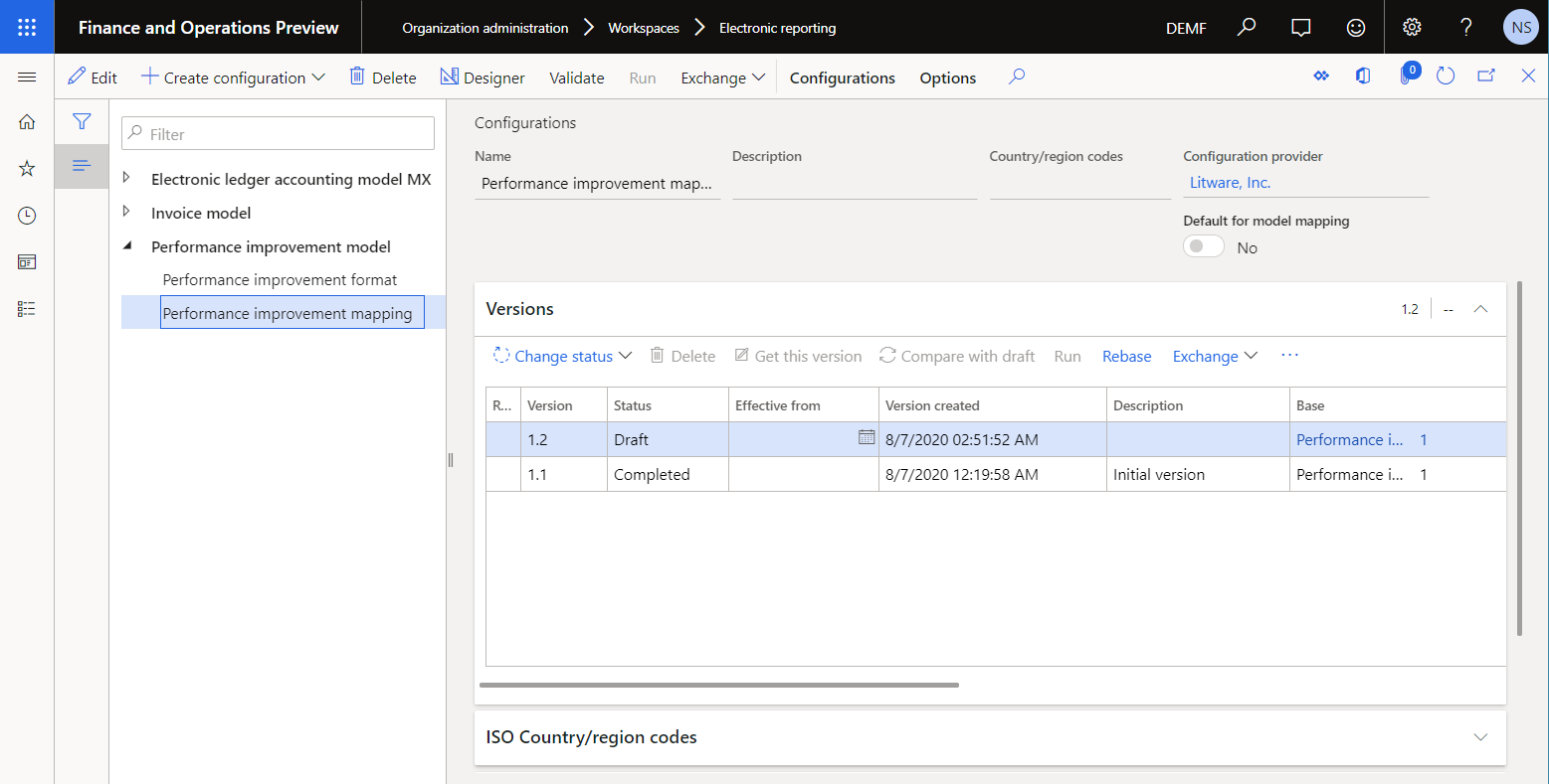 Imported configurations on the Configurations page.