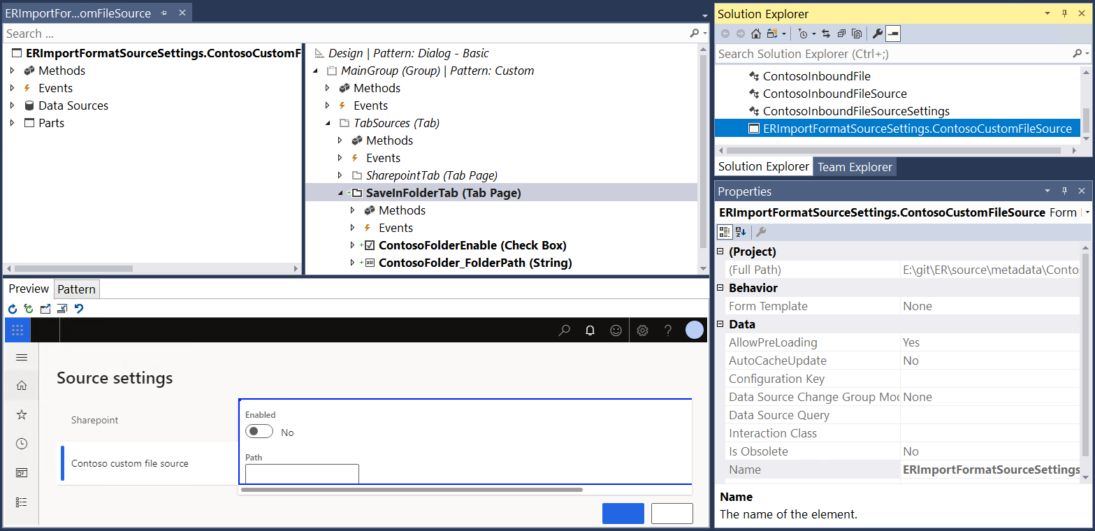 Custom UI in the Visual Studio designer.