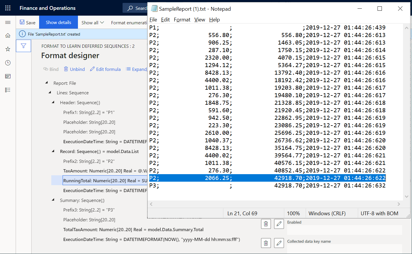 Downloaded file - Summed tax values.