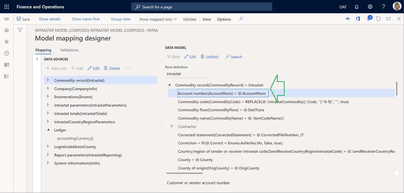 Example of a relative path on the ER model mapping designer page.