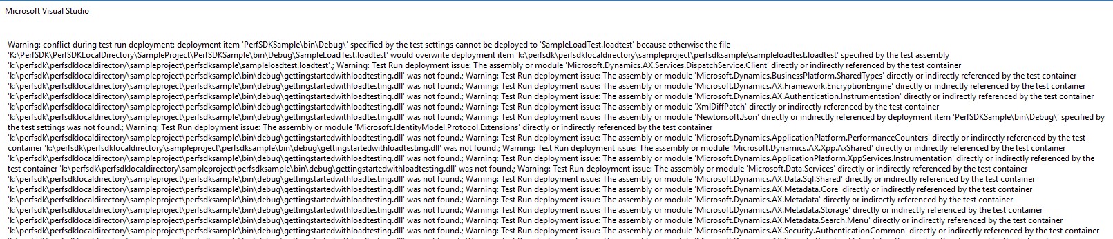 Sample load test output.