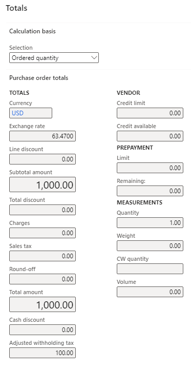 Withholding tax is included on the purchase order.