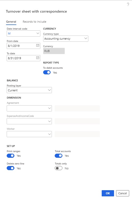 Turnover sheet with correspondence page, General tab.