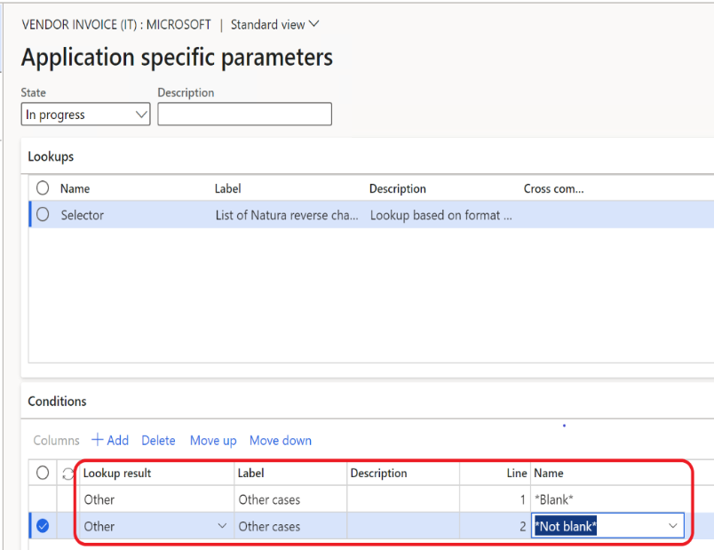 Application-specific parameters