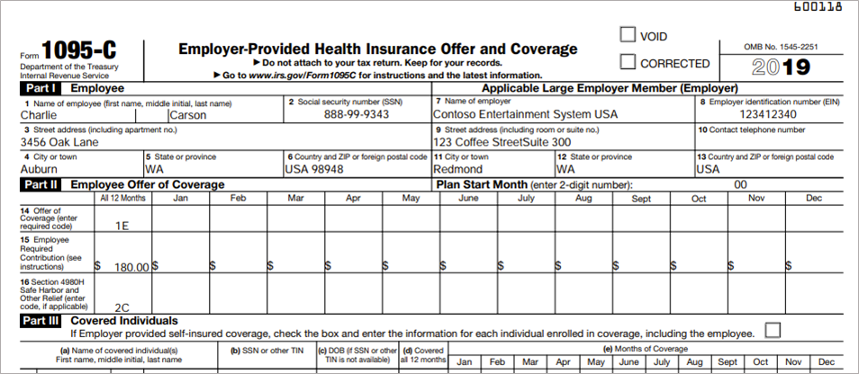 Sample 1095-C form.