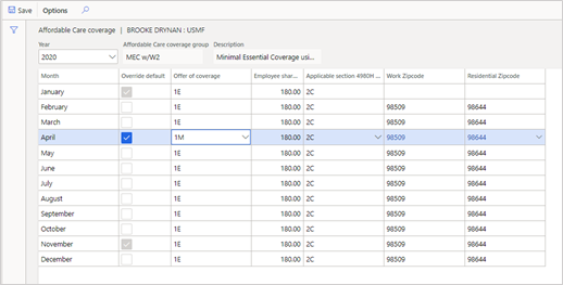 Overriding default values.