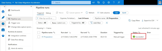 Screenshot showing that the first pipeline has run successfully.