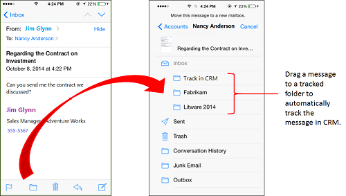 Exchange email folder tracking in Dynamics 365 apps.