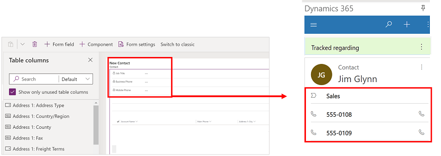 Contact card example.