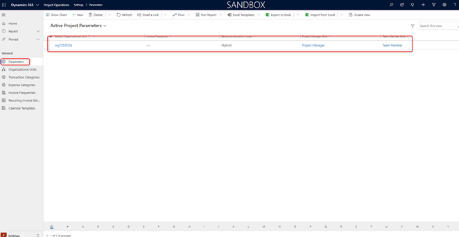 Project Parameters.