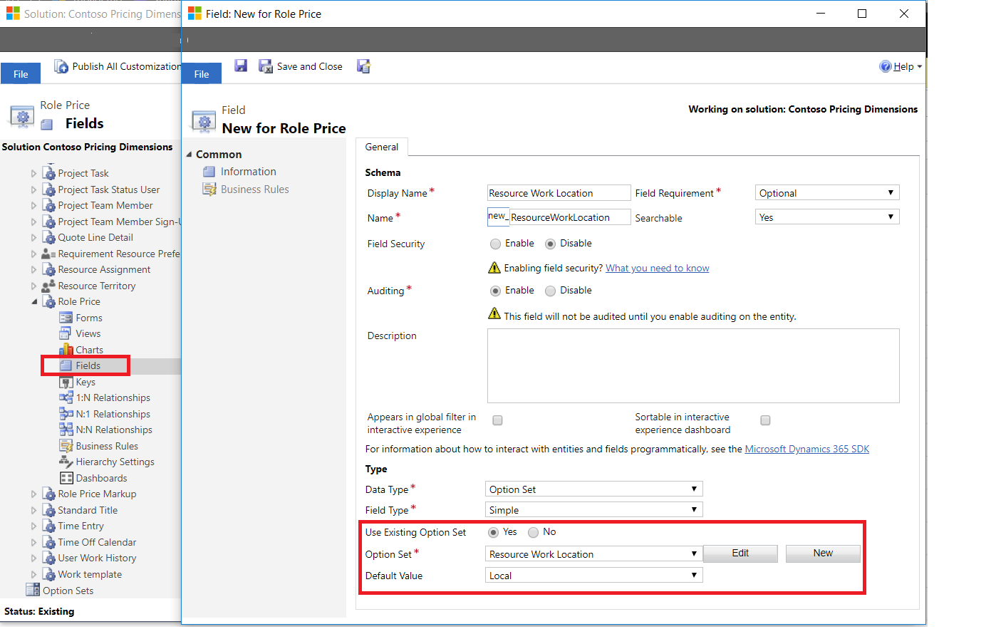 Adding Resource Work Location to Role Price.