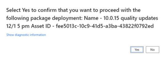 Confirm package deployment dialog box.