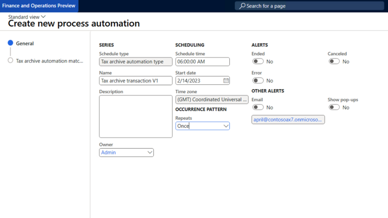 Schedule process automation