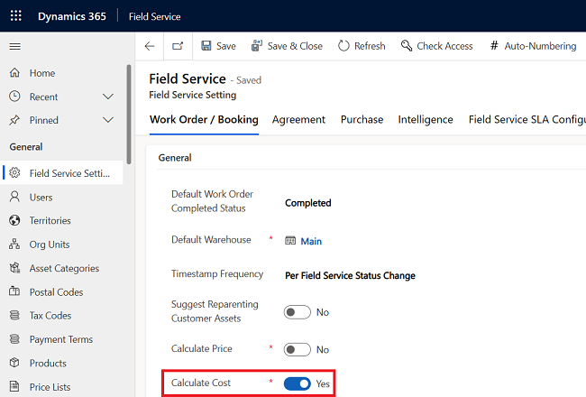 Screenshot of Calculate cost toggle.