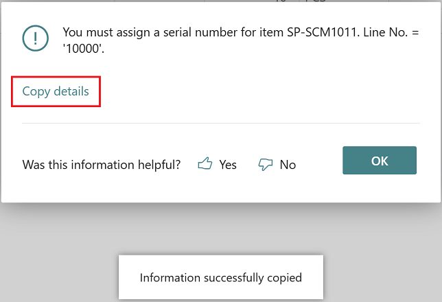 Shows new Copy details link in error dialog that allows users to copy troubleshooting information.