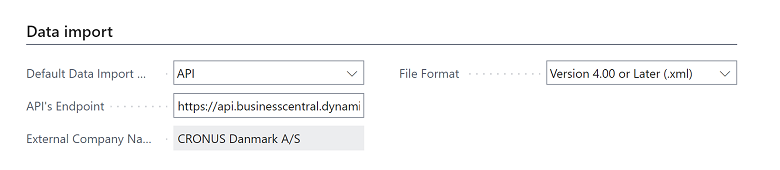 The new Data import FastTab on the Business Unit card