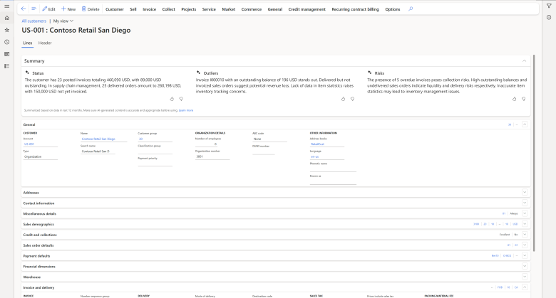 Customer info summarization