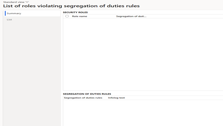 Segregation of duties rules