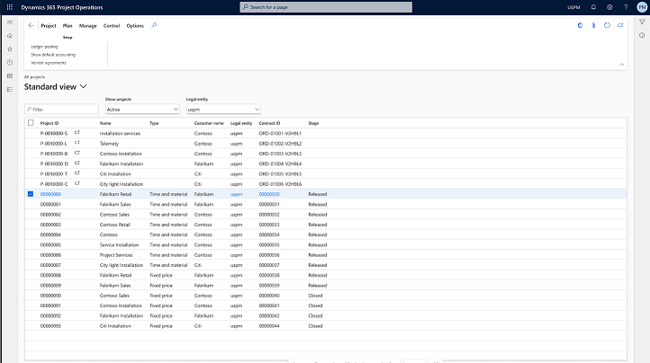 Screenshot of the all projects form with projects from both deployment types.