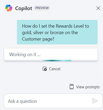 Shows the Copilot chat pane indicating a user question about functionality added by an add-on