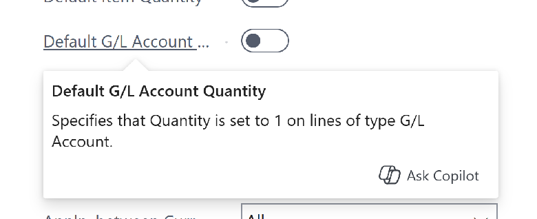 New field for default quantity of 1 for G/L Account lines