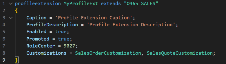 Example of extending a profile in AL.