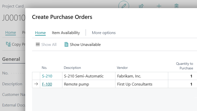 Create Purchase Order