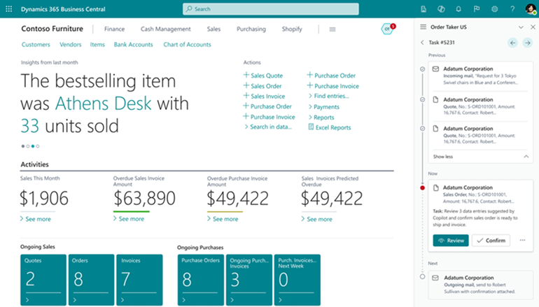 Timeline view for analyzing the steps performed by the Sales Order Taker agent