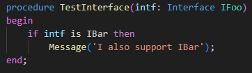 Example of testing if a given instance of an interface supports a specific interface