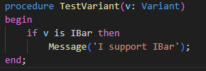 Example of testing if a given variant supports a specific interface