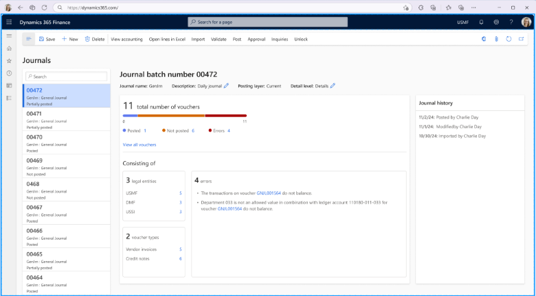 New journal page with statistics