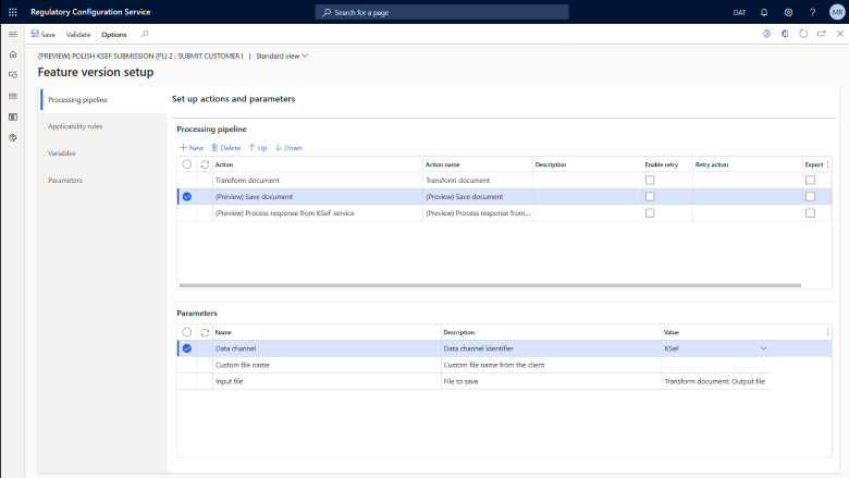 Screenshot of the processing pipeline for Polish KSeF submission.