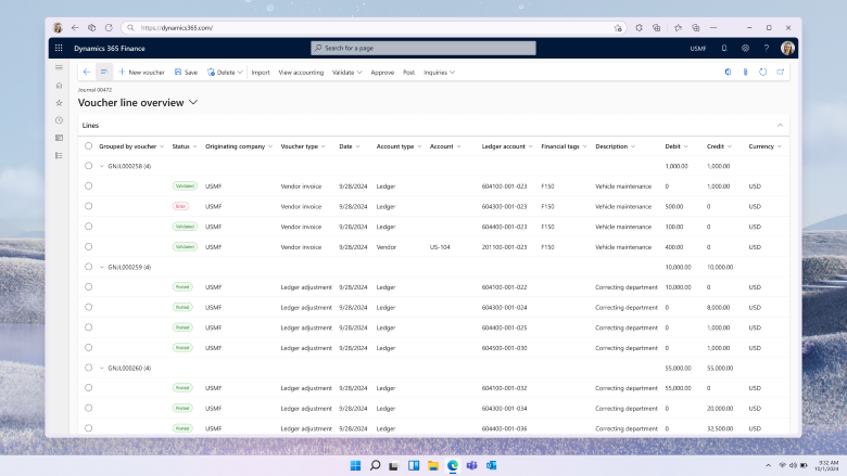 Redesign of voucher line showing all vouchers