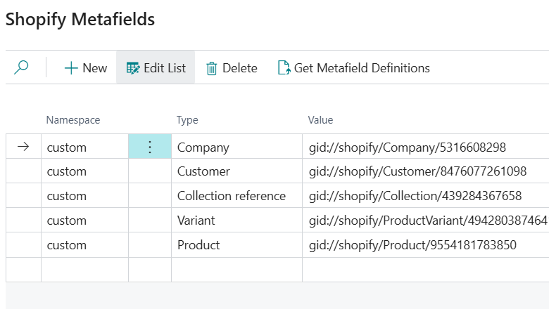 Get Metafield Definitions