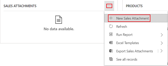 Screenshot of the Add New Sales Attachment option.