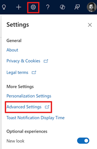 Screenshot of the Advanced Settings option on the Settings menu.