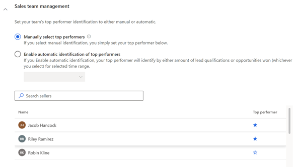 Manually select top performers