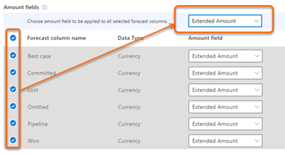 Apply same account field to multiple columns