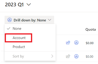 Select Account as drill-down choice.