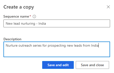 Enter the name of the sequence and description