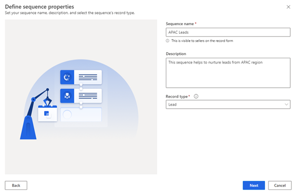 Create a sequence dialog.