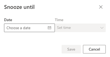 Screenshot of selecting a snooze date and time.