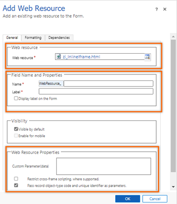 Enter values in general tab