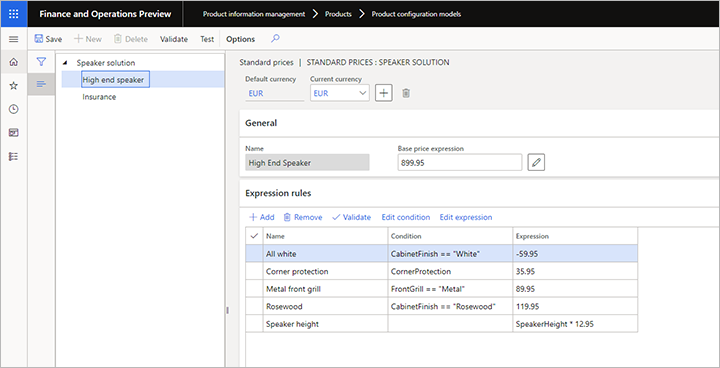 Example price model.