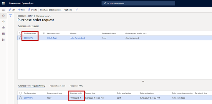 Purchase order request page.